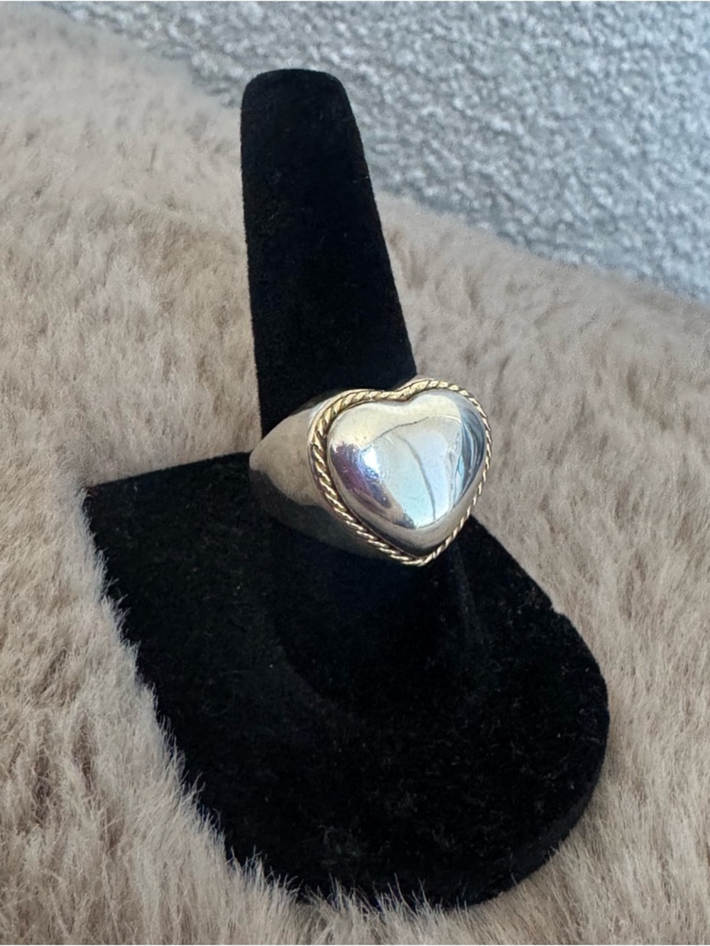 RARE Tiffany & Co Puffy Heart Twist Rope Ring Sterling Silver 925 18K Gold Size6